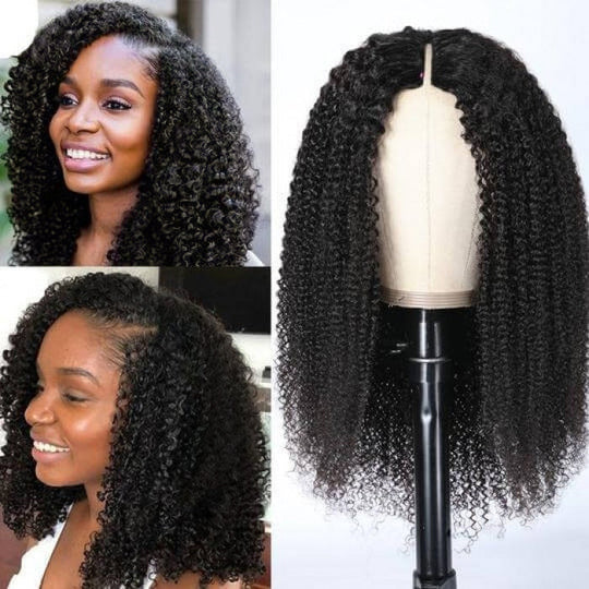 Klaiyi Kinky Curly V Part Wigs Meets Real Scalp Beginner Friendly Glueless No Lace Wigs