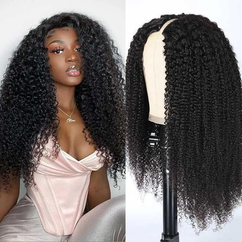 Klaiyi Kinky Curly V Part Wigs Meets Real Scalp Beginner Friendly Glueless No Lace Wigs