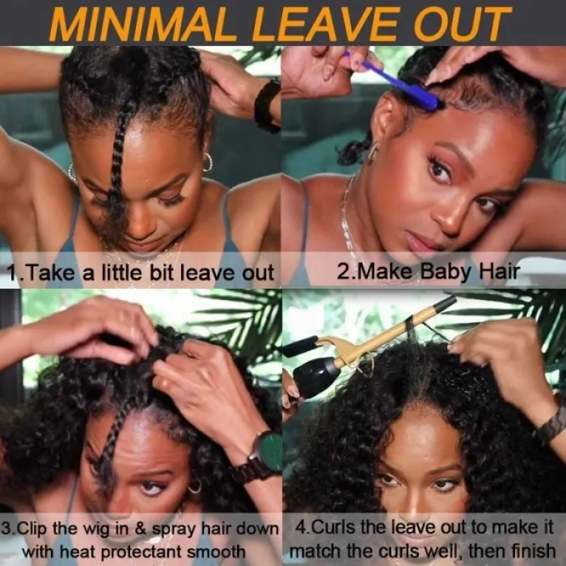 Klaiyi Kinky Curly V Part Wigs Meets Real Scalp Beginner Friendly Glueless No Lace Wigs