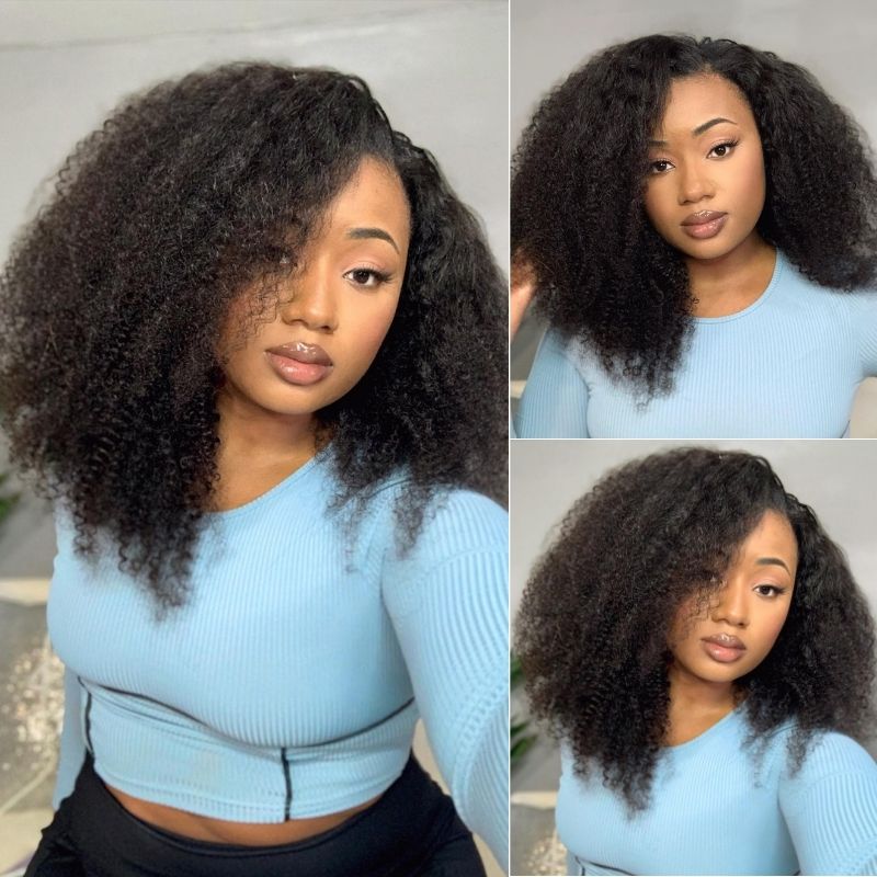 Klaiyi Kinky Curly V Part Wigs Meets Real Scalp Beginner Friendly Glueless No Lace Wigs