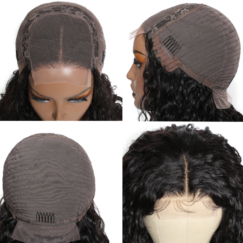 UCUVIC Spiral Curl Short Bob Wig 4X4 Lace Closure Wig Human Hair 150% Density