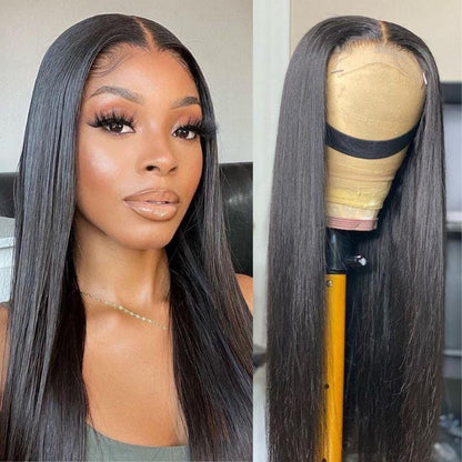 UCUVIC Silk Straight 4 By 4 Lace Closure Wigs 180% Density Human Hair Wigs