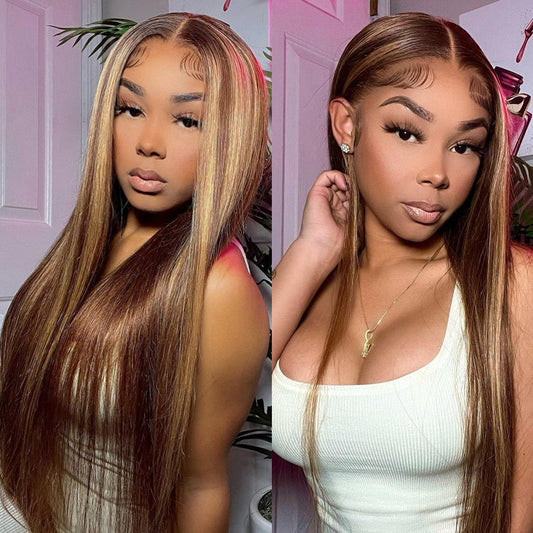 Undetectable Skin Melt Lace Wig Lace Front Wigs Long Straight Hair Perfect Honey Highlight Wig