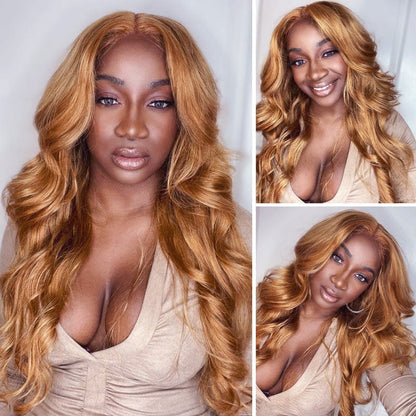 $100 OFF| Code: SAVE100 Body Wave Rich Brown Colored Lace Part Wigs