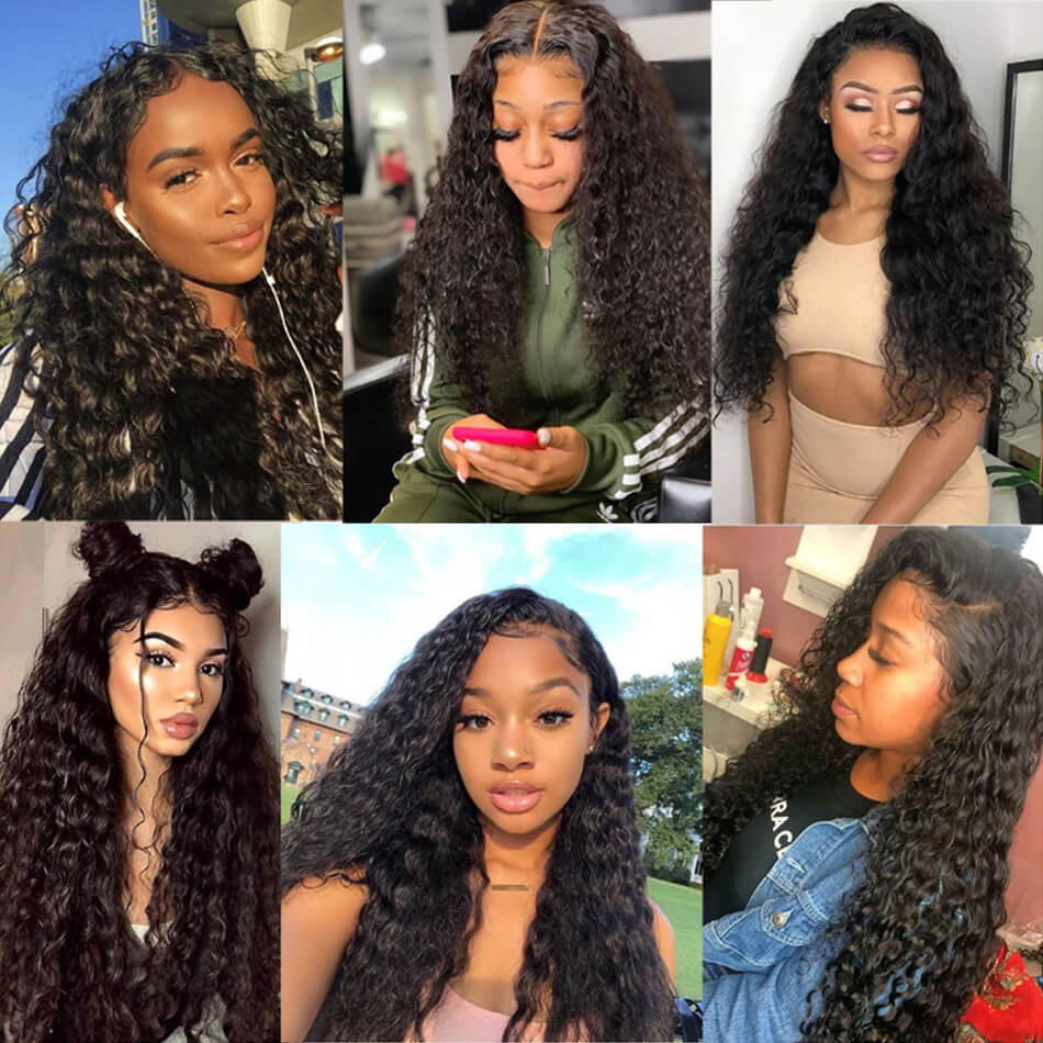 13x4 HD Transparent Lace Front Water Wave Wig Pre Plucked Hairline Natural Looking Wig For Black Women-Geeta Hair