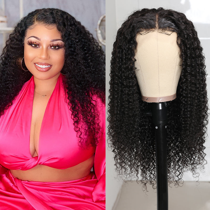 Jerry Curly Glueless Wigs 13x4 HD Transparent Lace Front Wigs 5x5 HD Lace Wig