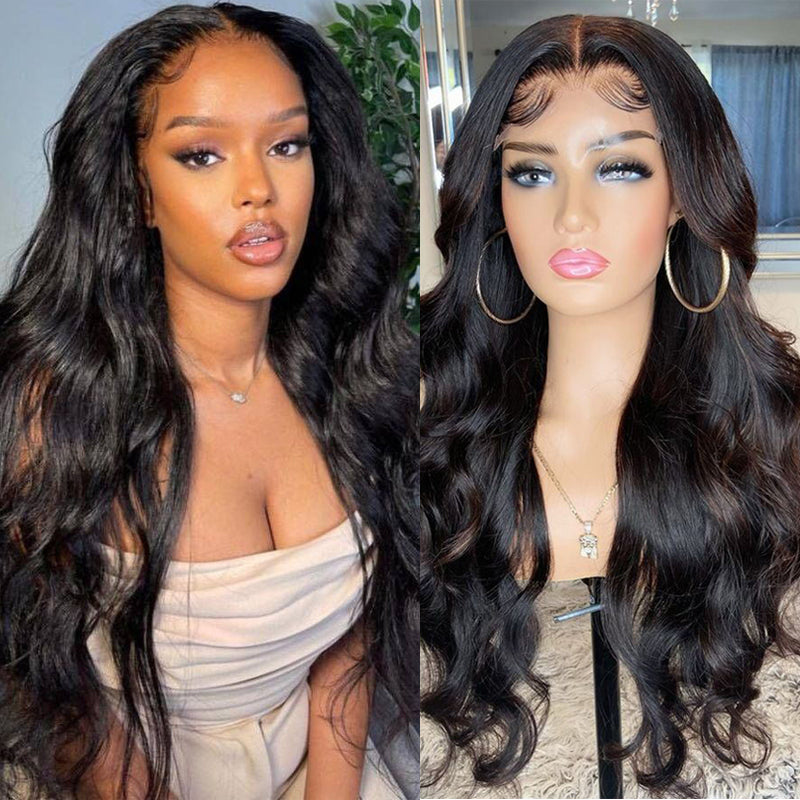 Body Wave 13x4 HD Invisible Transparent Lace Front Human Hair Wigs Bleached Knots 150% Density