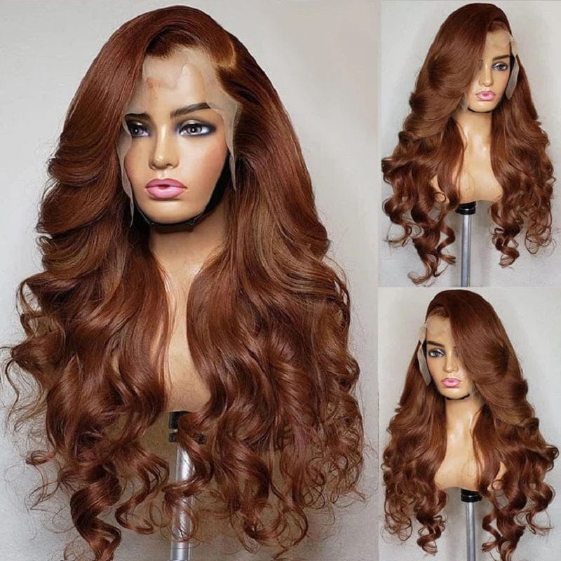 Sunber Reddish Brown Body Wave Lace Wig 13x4 Lace Front Wigs Pre-Plucked With Babyhair