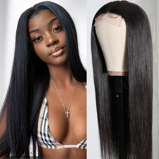 UCUVIC Silk Straight 4 By 4 Lace Closure Wigs 180% Density Human Hair Wigs