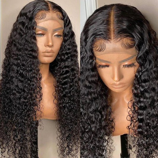 Sunber Full Curly Lace Closure Wigs Pre-Plucked Hairline Human Hair Wigs 180% Density