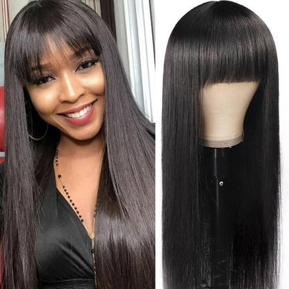 BOGO Sunber Staright 13x4 Lace Front Human Hair Wigs With Bangs Real Human Hair