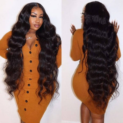 36 Inch Long Black Hair Body Wave HD Lace Front Wig Super Long Length Human Hair Wigs For Women