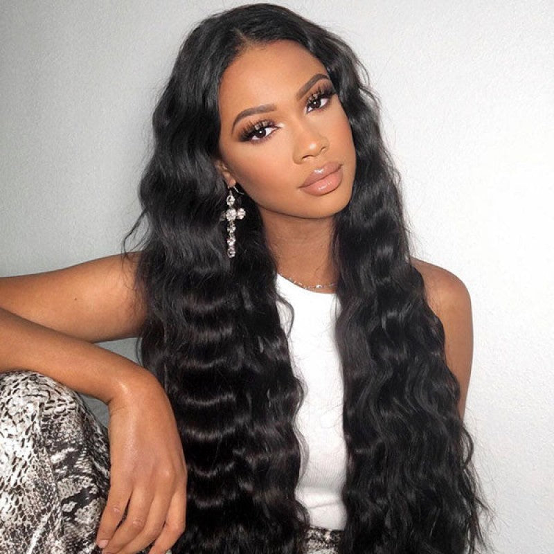 36 Inch Long Black Hair Loose Deep Wave HD Lace Front Wig Super Long Length Human Hair Wigs For Women