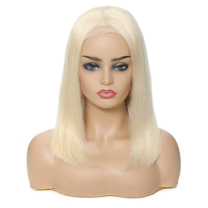 613 Blonde Color Short Straight Lace Closure Bob Wig 13 By 4 Lace Front Wigs