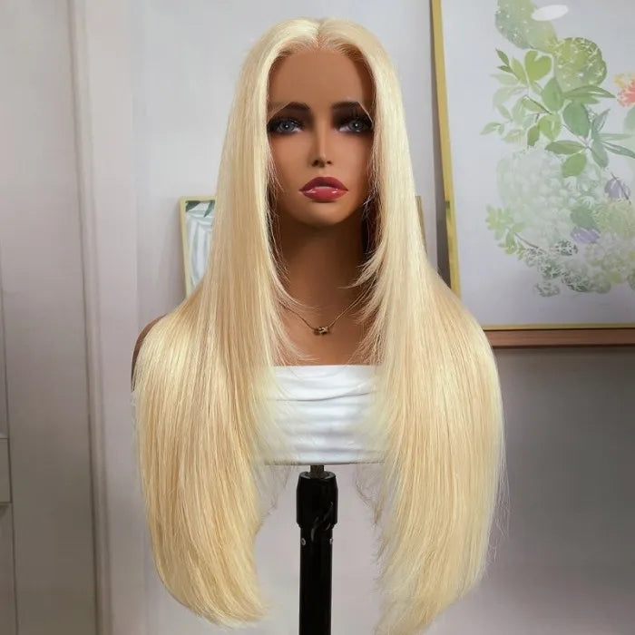 613 Hair 13x4/4x4 Hd Transparent Layered Straight Wig Blonde Butterfly Haircut Human Hair Wigs