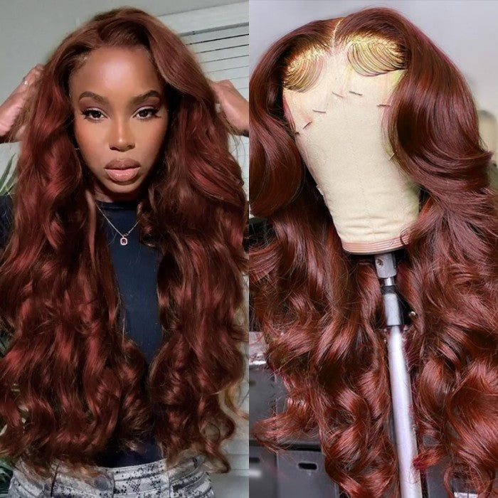 Sunber Reddish Brown Body Wave Lace Wig 13x4 Lace Front Wigs Pre-Plucked With Babyhair