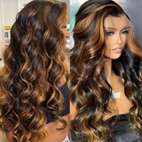 Sunber Highlight Balayage Body Wave Lace Front Wigs Shadow Root Human Hair Wigs With Baby Hair