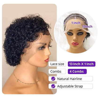 UCUVIC Water Wave Short Pixie Cut Virgin Human Hair Wigs