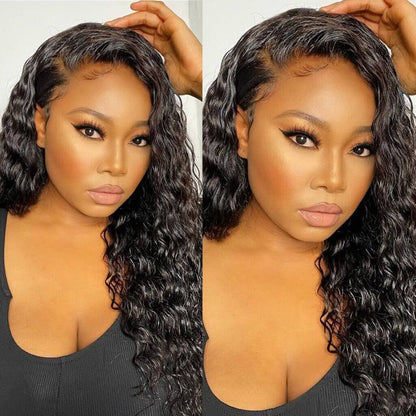 13x4 HD Transparent Lace Front Water Wave Wig Pre Plucked Hairline Natural Looking Wig For Black Women-Geeta Hair