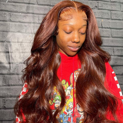 Sunber Reddish Brown Body Wave Lace Wig 13x4 Lace Front Wigs Pre-Plucked With Babyhair