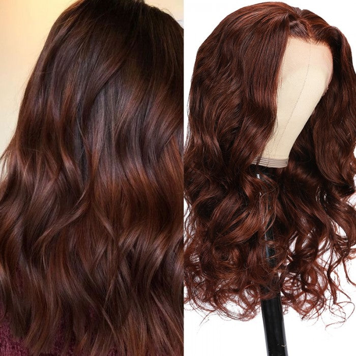 Sunber Reddish Brown Body Wave Lace Wig 13x4 Lace Front Wigs Pre-Plucked With Babyhair