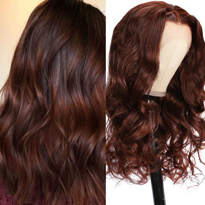 Sunber Reddish Brown Body Wave Lace Wig 13x4 Lace Front Wigs Pre-Plucked With Babyhair