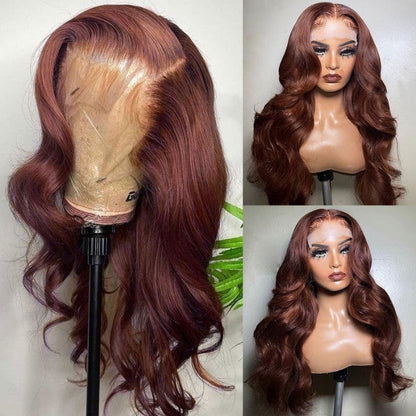 Sunber Reddish Brown Body Wave Lace Wig 13x4 Lace Front Wigs Pre-Plucked With Babyhair