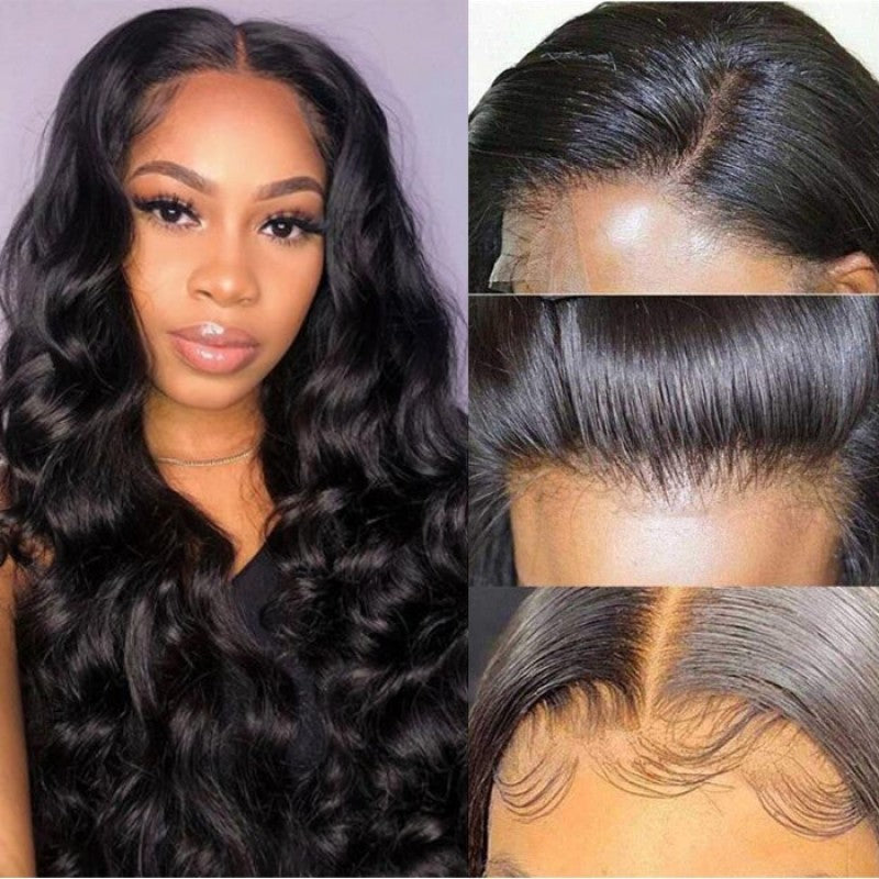 Body Wave 13x4 HD Invisible Transparent Lace Front Human Hair Wigs Bleached Knots 150% Density