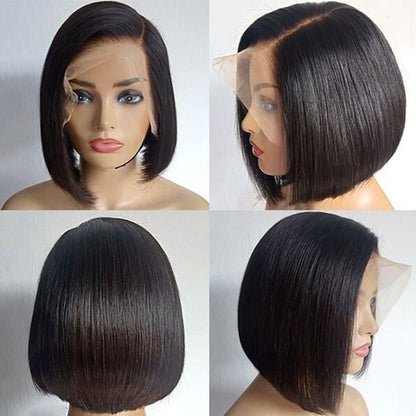 UCUVIC Short Straight HD Lace Bob Wig Natural Black Pre Plucked With Baby Hair Human Hair Wig