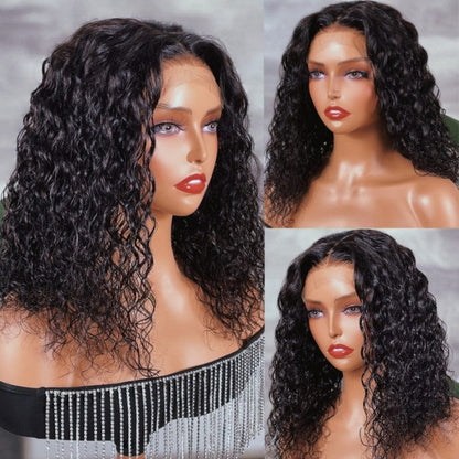 Sunber Wet And Wavy 5x5 HD Lace Closure Wig Short Bob Water Wave Human Hair Wig