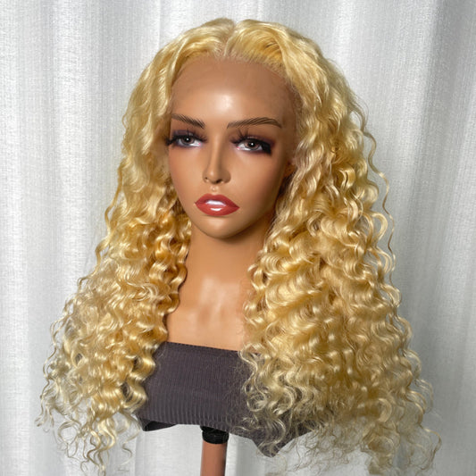 613 Blonde Loose Deep Wave Lace Front Wig Pre-Plucked Human Hair Wigs