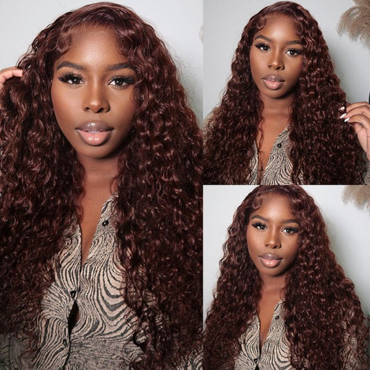 Sunber Reddish Brown Jerry Curly 13x4 Lace Front Wig Real Human Hair Big Sale