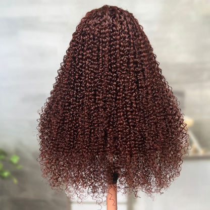 Sunber Reddish Brown Jerry Curly 13x4 Lace Front Wig Real Human Hair Big Sale