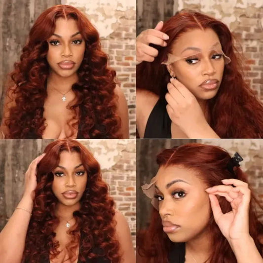 Sunber Reddish Brown Body Wave Lace Wig 13x4 Lace Front Wigs Pre-Plucked With Babyhair